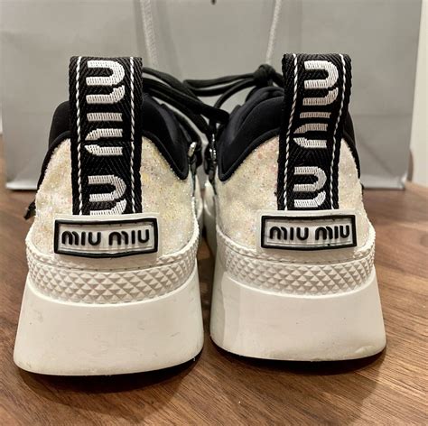 miu miu white sneakers glitter back|Women's glitter and chunky sneakers .